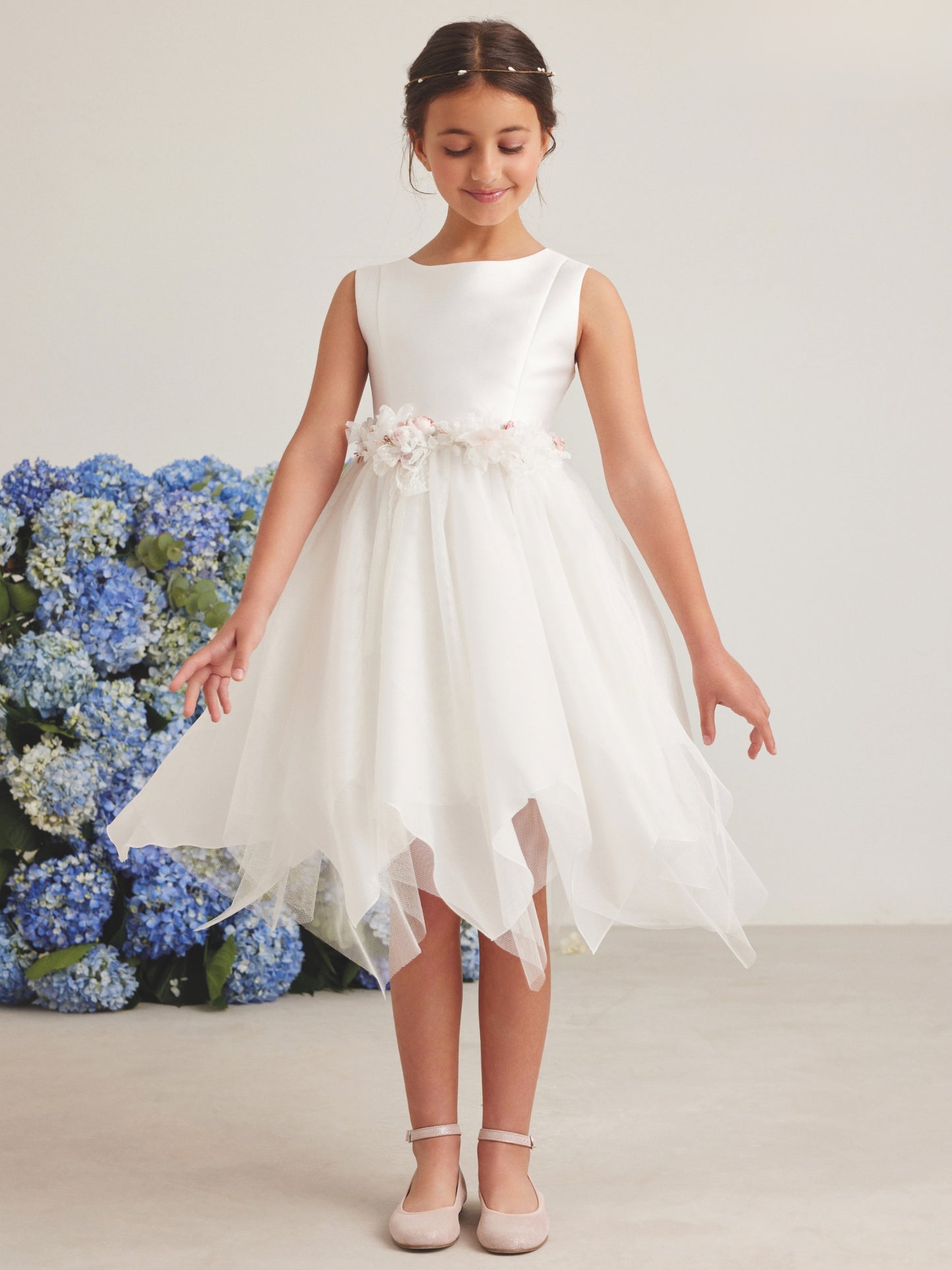 Vestido Comunión Corta Falda Picos