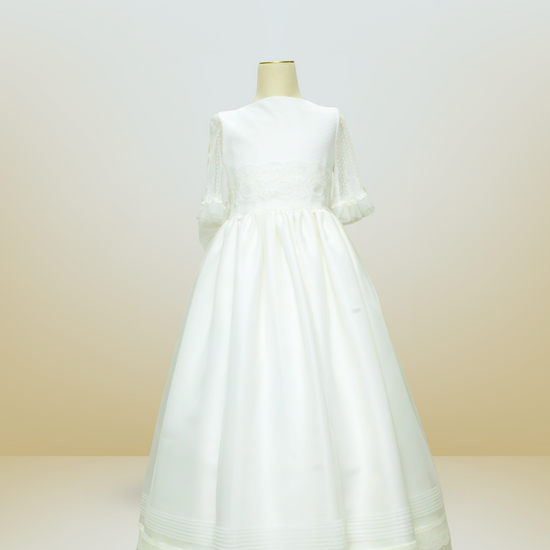 Vestido Comunión Especial Beige Gasa