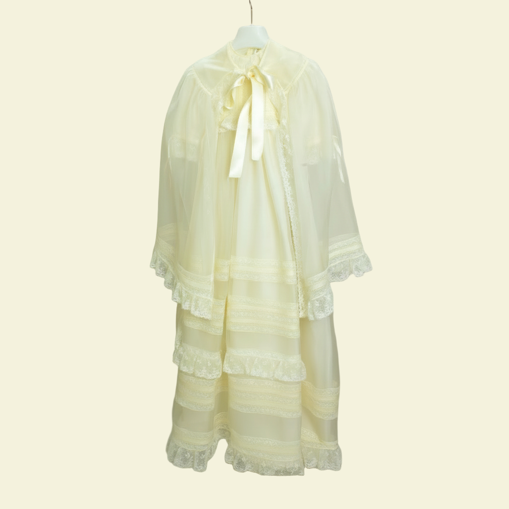 Ropón Bautizo Seda Natural Marfil