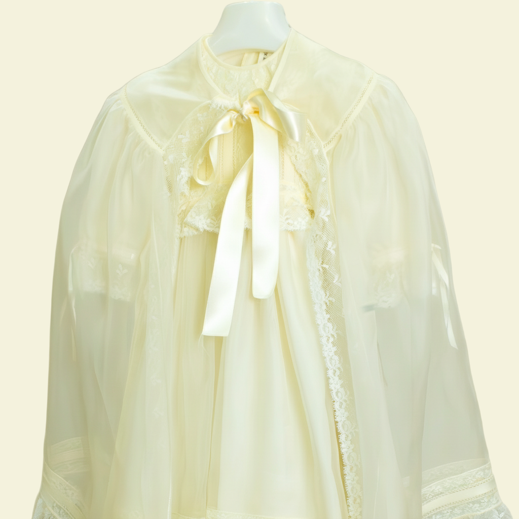 Ropón Bautizo Seda Natural Marfil