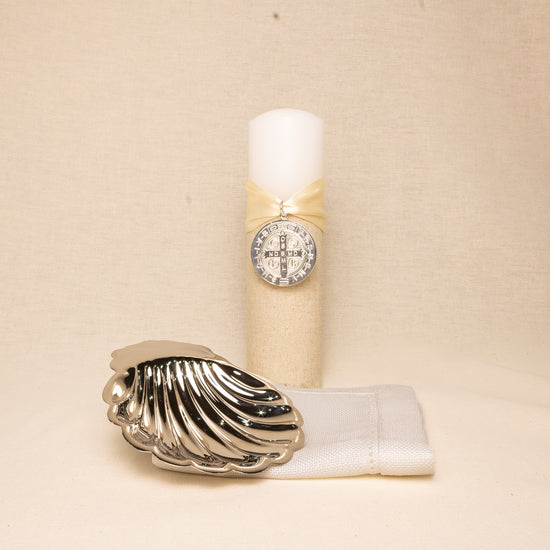 Kit Bautizo Baño Plata Lazo Satin
