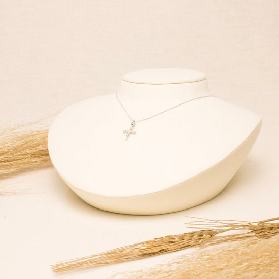 Cruz Oro Blanco Diamantes con cadena (CUL) 14k