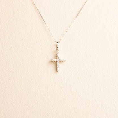 Cruz Oro Blanco Diamantes con cadena (CUL) 14k