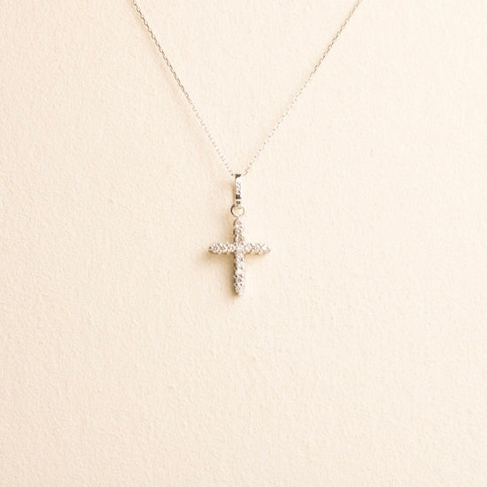 Cruz Oro Blanco Diamantes con cadena (CUL) 14k