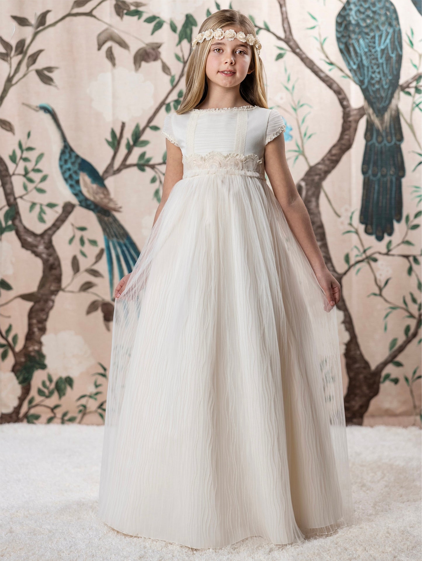 Vestido Comunión Salmón Tul