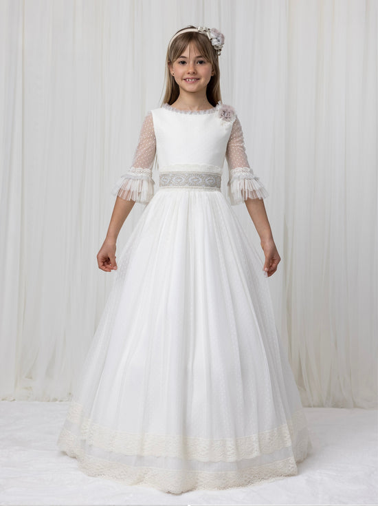 Vestido Comunión Beige2 Bordado