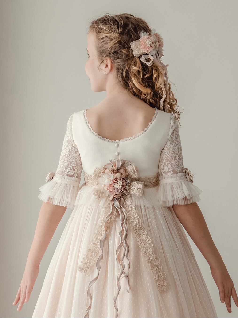 Vestido Comunión Rosa Bordado