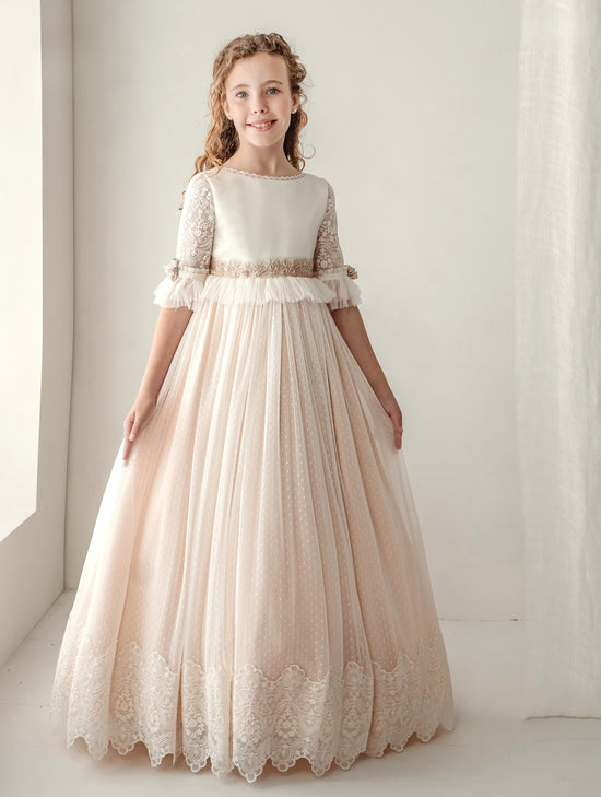 Vestido Comunión Rosa Bordado