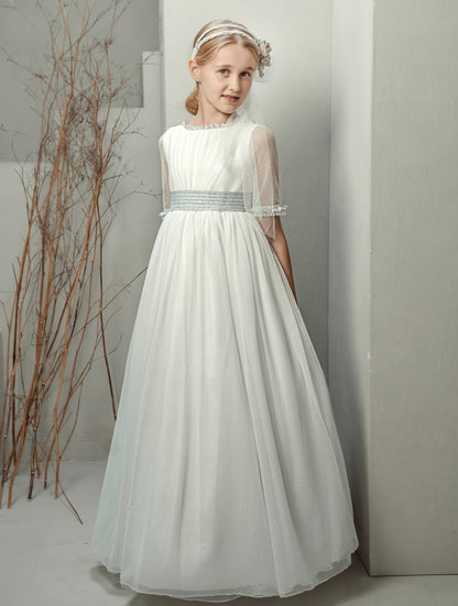 Vestido Comunión Azul Tul Encaje