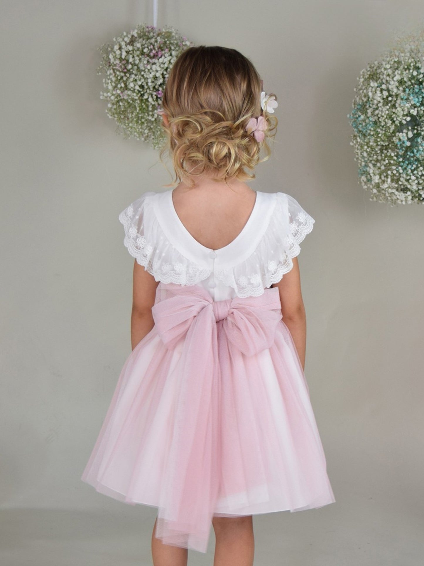 Vestido Infantil Con Tul Rosa