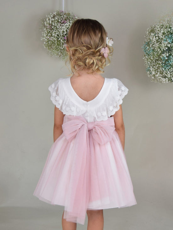 Vestido Infantil Con Tul Rosa