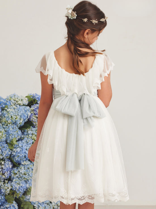 Vestido Comunión Corta en Tul Bordado
