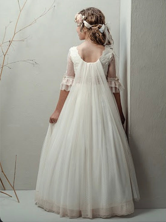 Vestido Comunión Beige2 Bordado
