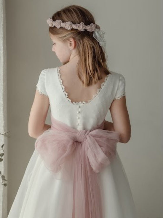 Vestido Comunión Crudo Gasa