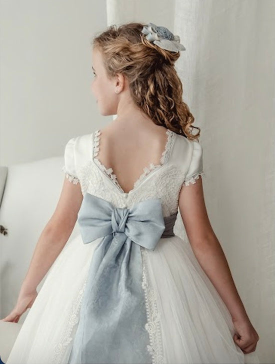 Vestido Comunión Azul Seda