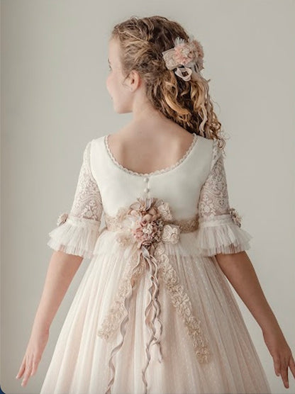 Vestido Comunión Rosa Bordado
