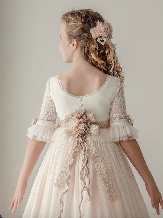 Vestido Comunión Rosa Bordado