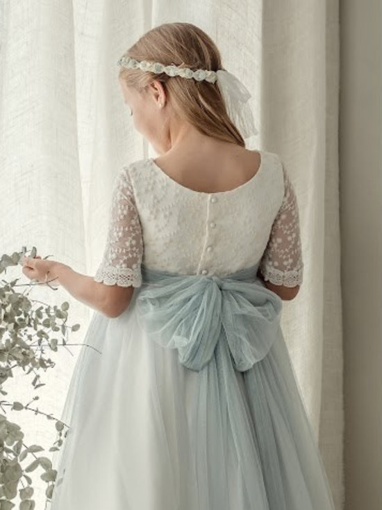 Vestido Comunión Celeste Tul