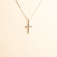 Cruz Oro Blanco Diamantes Med con cadena (INF) 14k