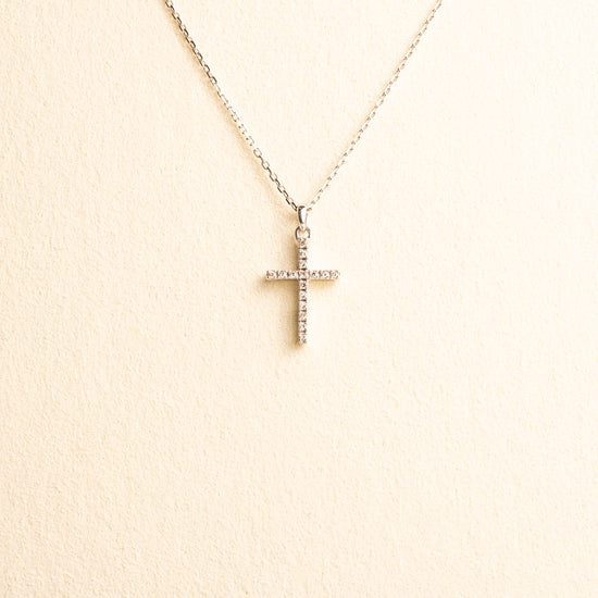 Cruz Oro Blanco Diamantes Med con cadena (INF) 14k