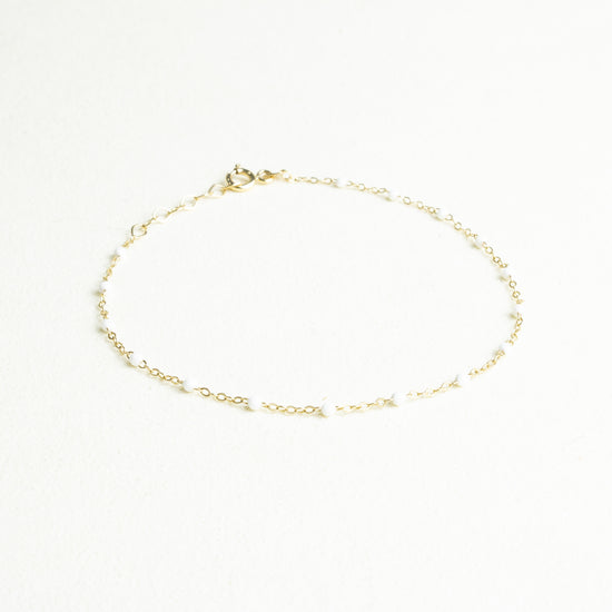 Pulsera Oro Amarillo 14k con Bolitas Ceramica 18 cm 0.7 g