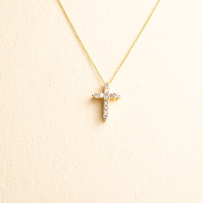 Cruz Oro Amarillo Diamantes 0.43 CT Med con cadena 1206 (AD) 14k