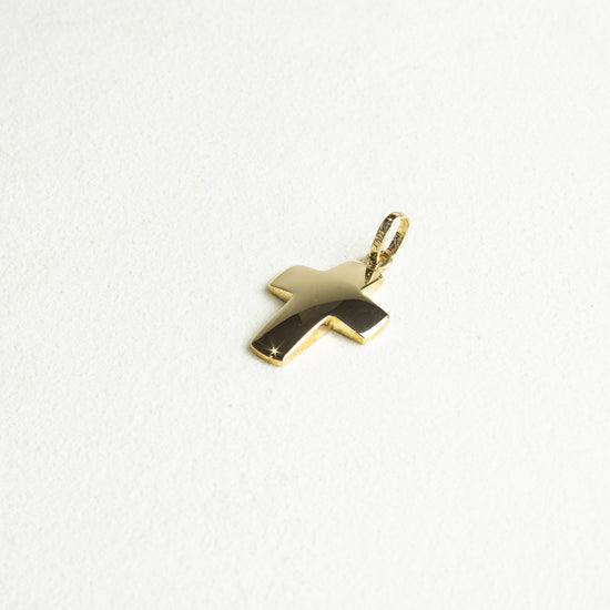 Cruz Oro Amarillo 14k Curveada