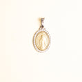 Medalla Oval Virgen Gpe Bisel Oro Blanco Oro 14k con Circonia Gde