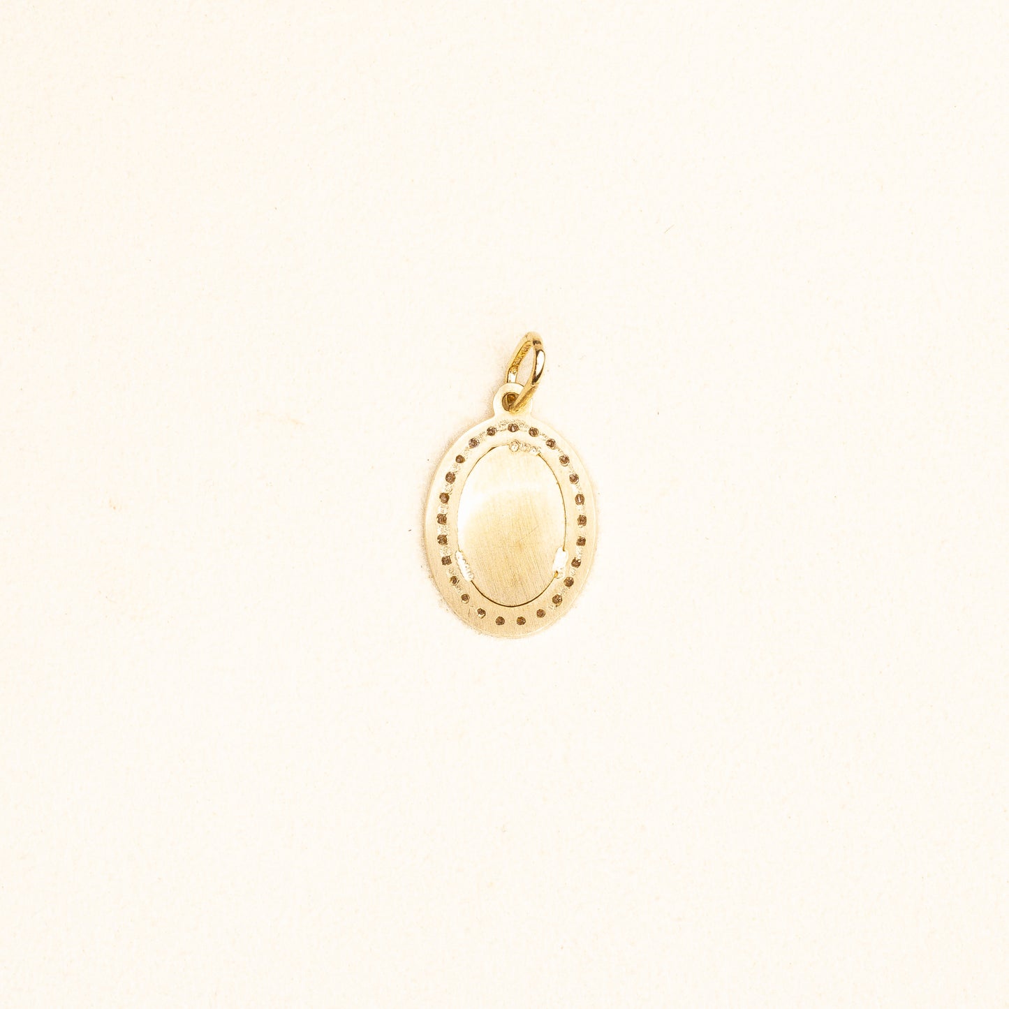 Medalla Oval Virgen Gpe Bisel Oro Amarillo 14k con Circonia Med