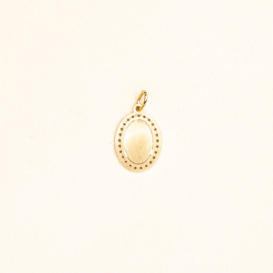Medalla Oval Virgen Gpe Bisel Oro Amarillo 14k con Circonia Med
