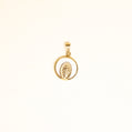 Medalla Rd Madre Perla con Virgen Gpe en Oro 14k