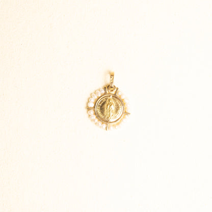 Medalla Virgen Gpe Rd Oro 14k y Perlas