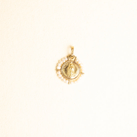 Medalla Virgen Gpe Rd Oro 14k y Perlas