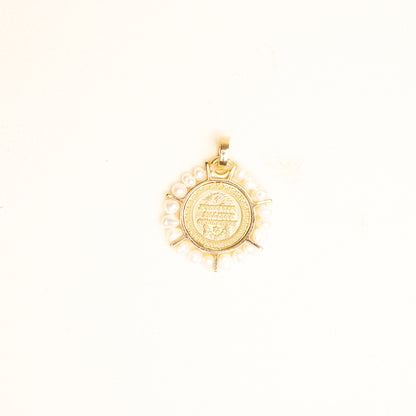 Medalla Virgen Gpe Rd Oro 14k y Perlas