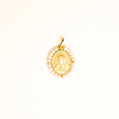 Medalla Virgen Gpe Oval Italiana Oro Mate 14k y Perlas Gde