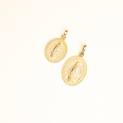 Medalla Broquel Virgen Gpe Oval Oro 14k