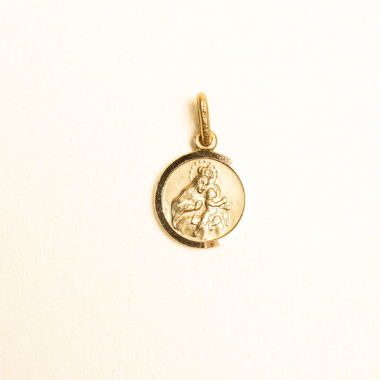 Medalla Escapulario Redondo Oro 14k