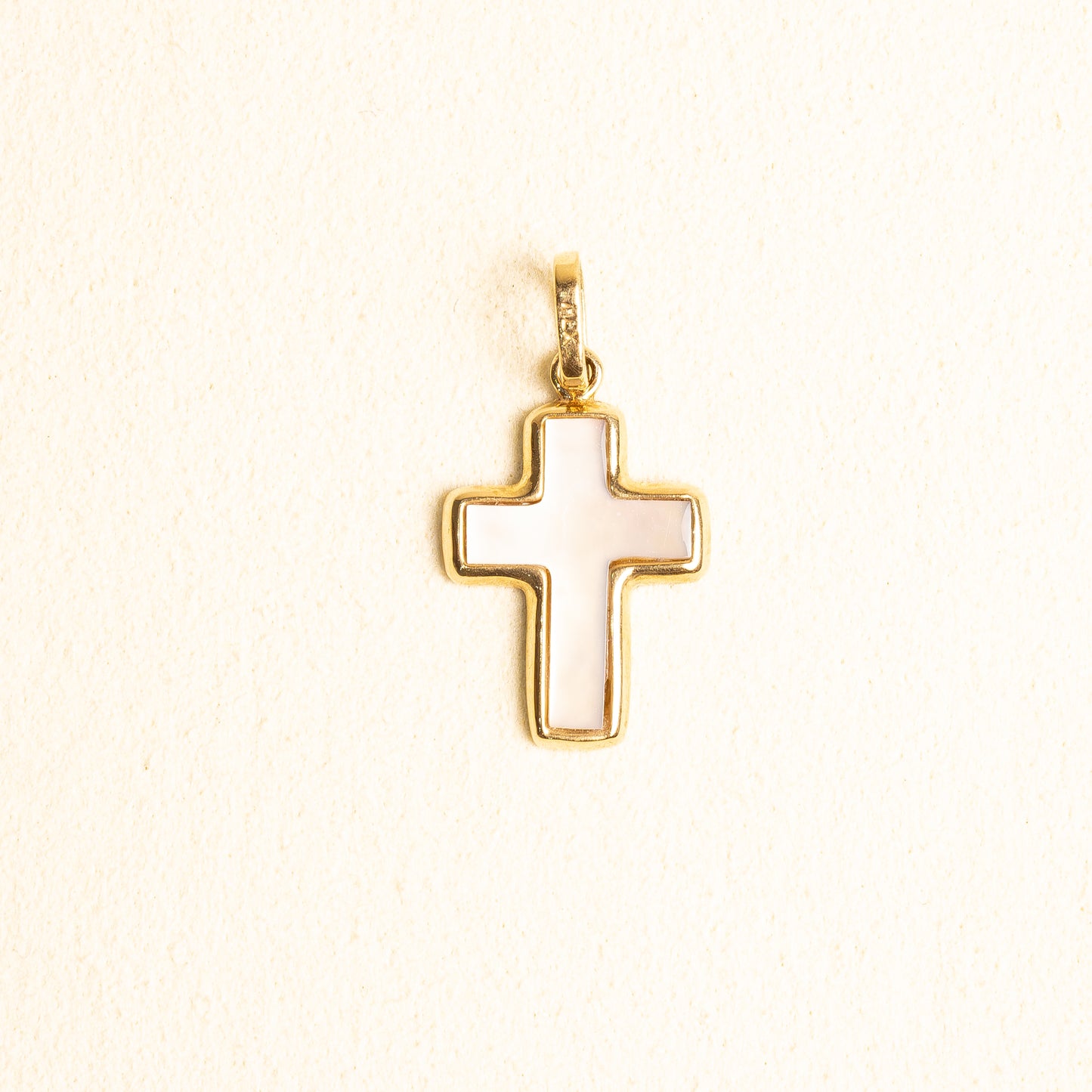 Cruz Madre Perla Oro 14k