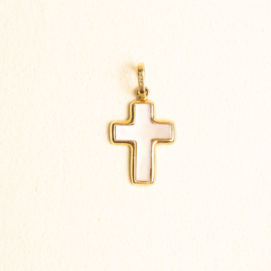Cruz Madre Perla Oro 14k