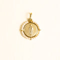 Medalla Virgen Gpe Rd Italiana Oro Mate 14k y Perlas Mediana
