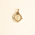 Medalla Virgen Gpe Rd Italiana Oro Mate 14k y Perlas Chica