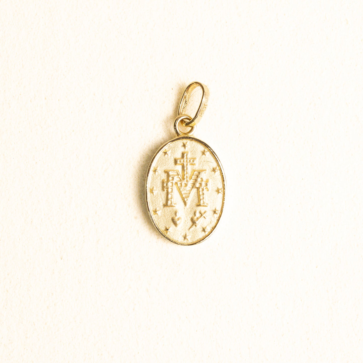 Medalla Bisel Virgen Milagrosa Oval Gde Oro 14k