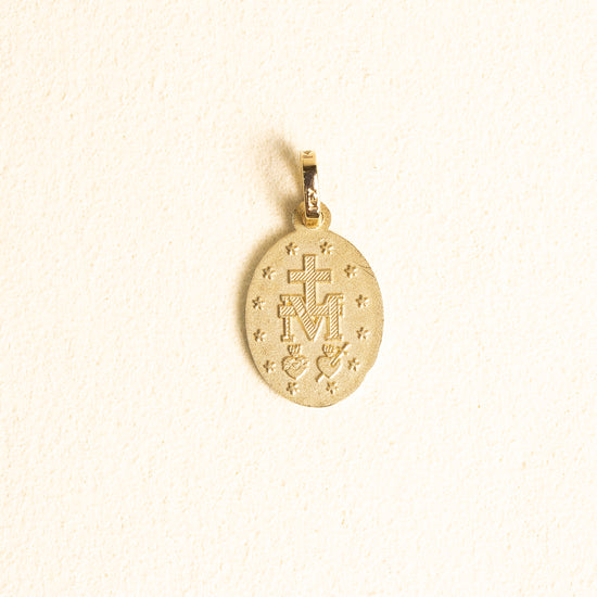 Medalla Bisel Virgen Milagrosa Ovalada Oro 14k