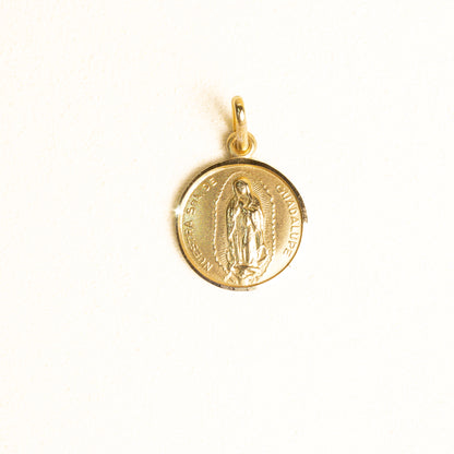 Medalla Bisel Virgen Gpe Redonda Oro 14k