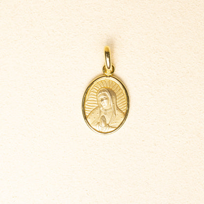 Medalla Bisel Virgen Gpe Rostro Oval Mediana Oro 14k