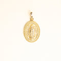 Medalla Broquel Virgen Gpe Oval Oro 14k