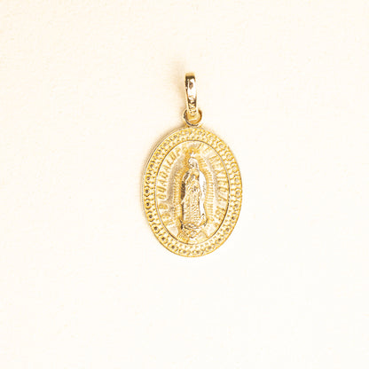 Medalla Broquel Virgen Gpe Oval Oro 14k