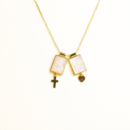 Escapulario Plata Baño de oro 18k con cadena