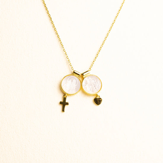 Escapulario Plata Baño de oro 18k con cadena