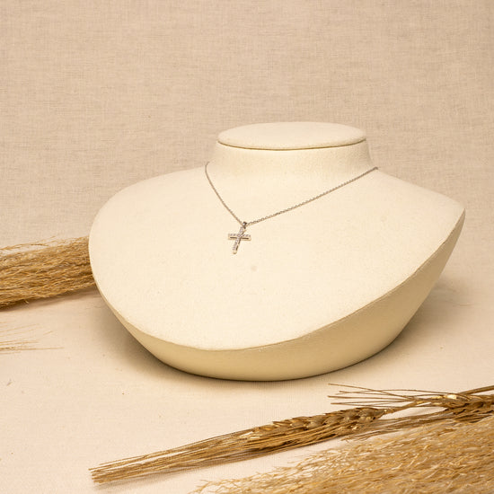 Cruz Oro Blanco Diamantes Med con cadena (INF) 14k